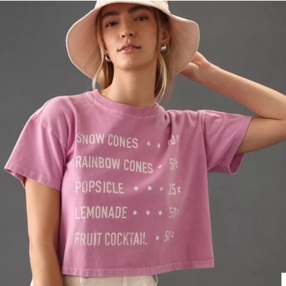 MOTHER The Grab Bag Crop Tee Sz XL 100% Cotton Cotton Candy Pink - Picture 1 of 5